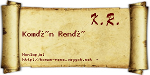 Komán René névjegykártya